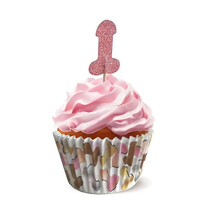 Glitterati - Penis Party Cupcake Set - Party Cupcake Set - Set of 24 Little Genie Discreet Intimate Essentials.