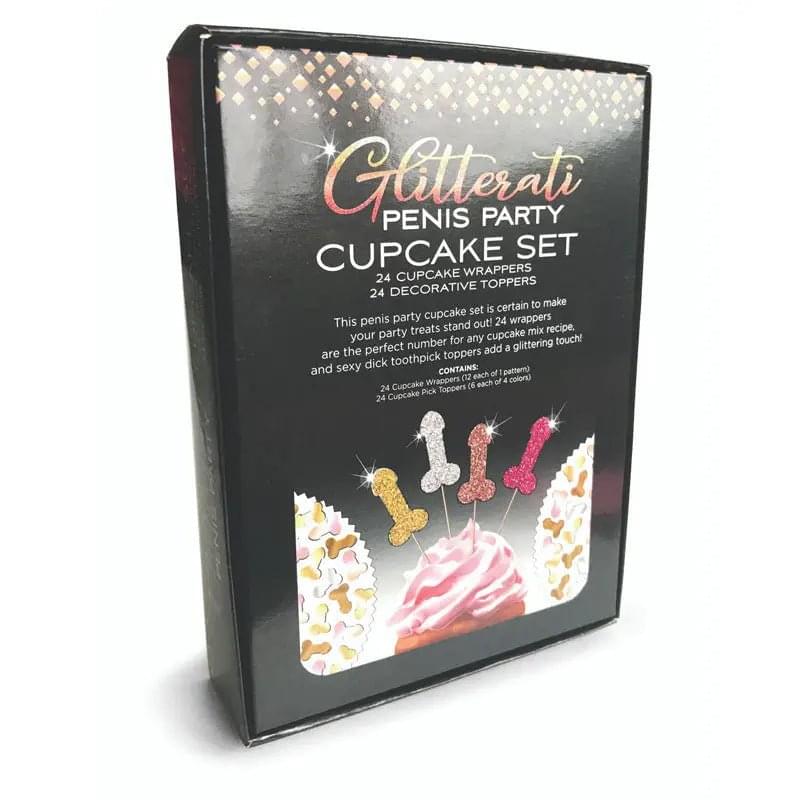 Glitterati - Penis Party Cupcake Set - Party Cupcake Set - Set of 24 Little Genie Discreet Intimate Essentials.