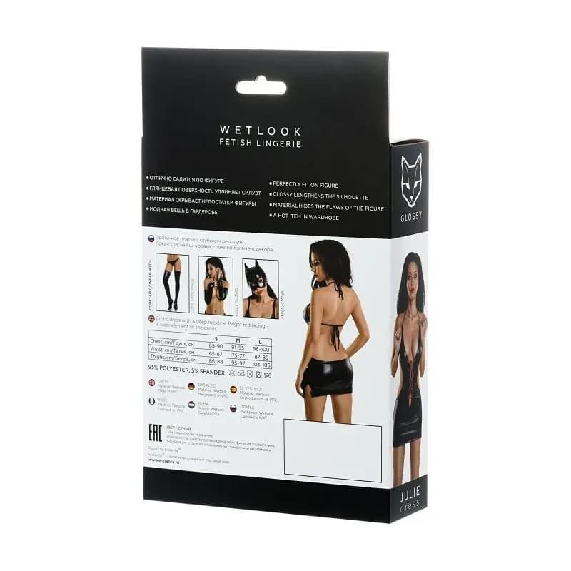 Shop affordable quality Glossy Dress Wetlook w Red Laces Julie - Discreet Intimate Essentials - Lingerie - Glossy