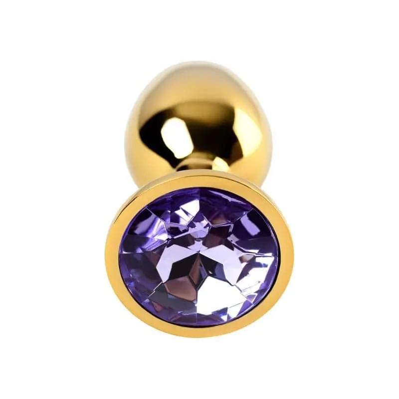 Gold Metal Anal Plug w Amethyst Crystal Small Metal Discreet Intimate Essentials.