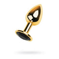 Gold Metal Anal Plug w Black Tourmaline Gem Small Metal Discreet Intimate Essentials.