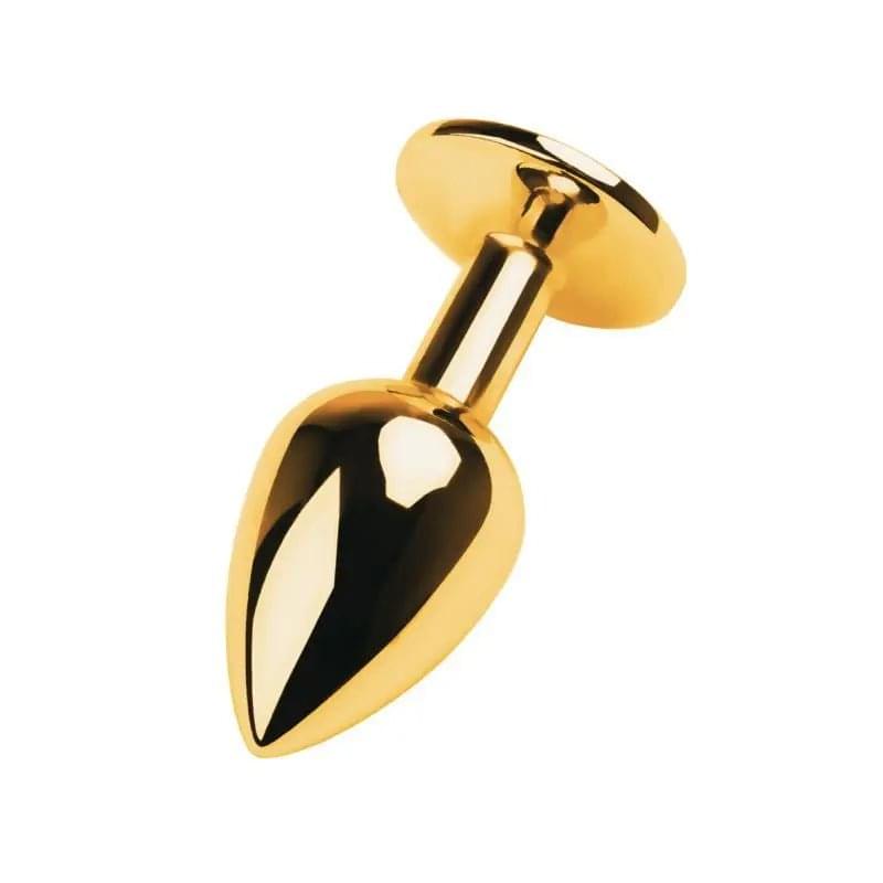 Gold Metal Anal Plug w Black Tourmaline Gem Small Metal Discreet Intimate Essentials.