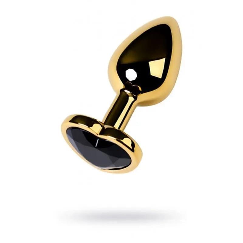 Gold Metal Anal Plug w Tourmaline Heart Crystal Small Metal Discreet Intimate Essentials.