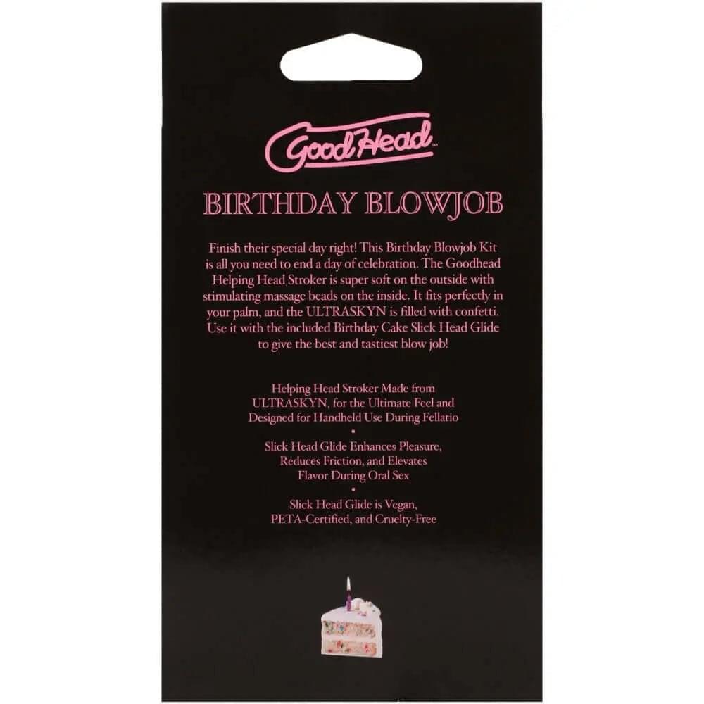 GoodHead Birthday Blowjob Kit - Birthday Cake GoodHead Glide with Helping Head Stroker Doc Johnson Discreet Intimate Essentials.