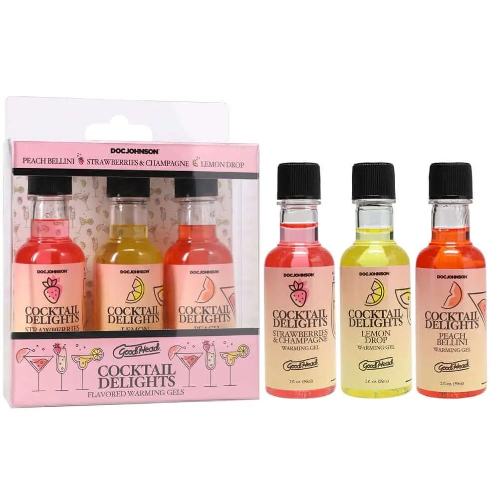 GoodHead Cocktail Delights - Flavoured Warming Oral Sex Gels - 59 ml Bottles - Set of 3 Doc Johnson Discreet Intimate Essentials.
