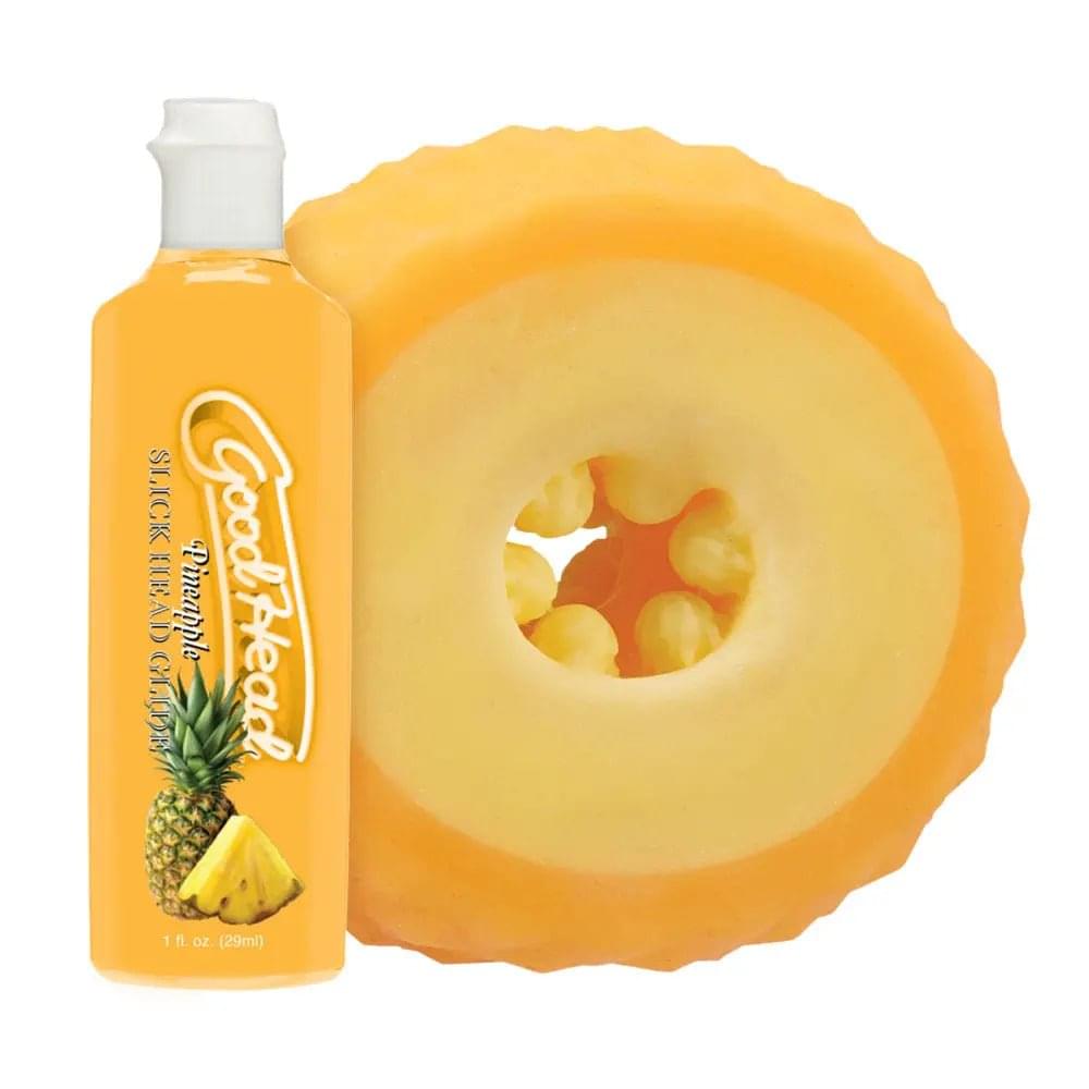 GoodHead Pineapple Blowjob Set - Pineapple Stroker with Pineapple Flavoured Lubricant 30 ml Bottle Doc Johnson Discreet Intimate Essentials.