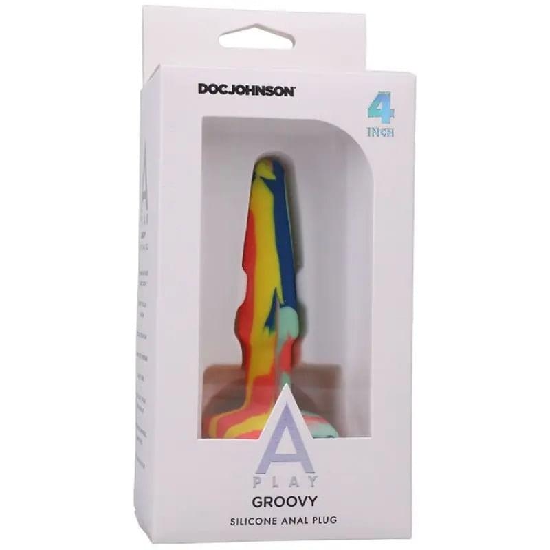 Groovy Silicone Anal Plug 4in Sunrise A-Play Discreet Intimate Essentials.