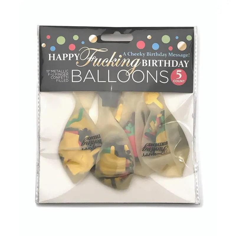 Happy Fucking Birthday Confetti Balloons - Party Balloons - Set of 5 Little Genie Discreet Intimate Essentials.
