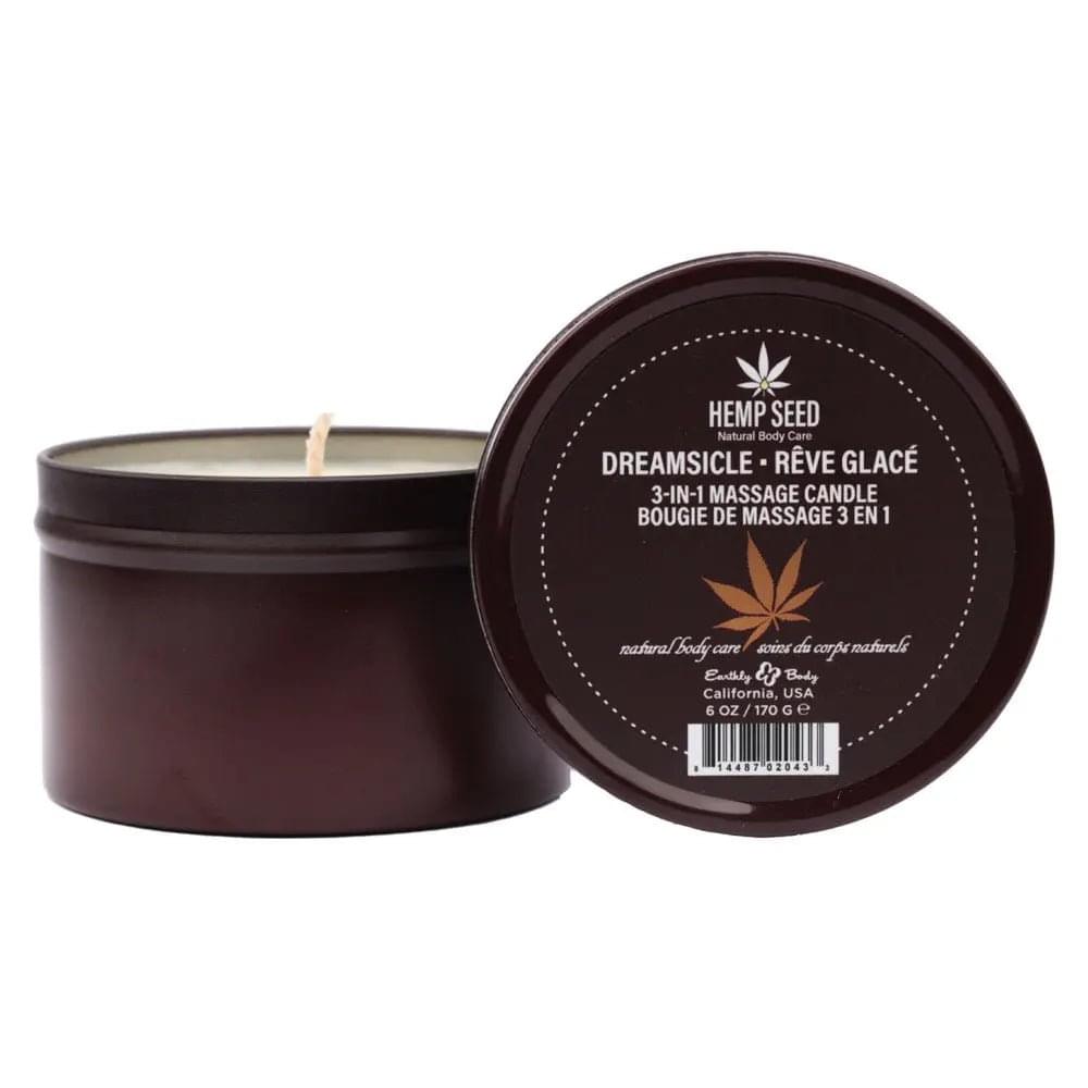 Hemp Seed 3-In-1 Massage Candle - Dreamsicle (Tangerine & Plum) - 170 g Earthly Body Discreet Intimate Essentials.