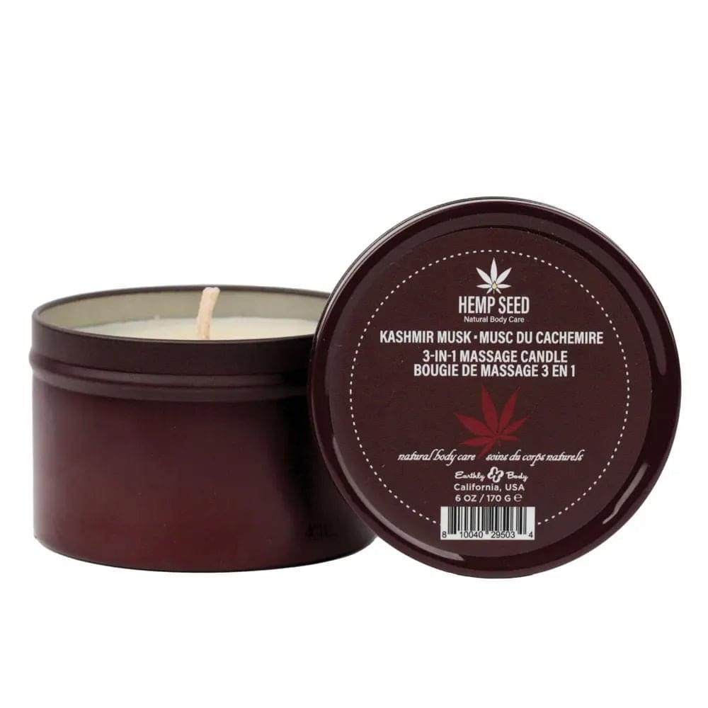 Hemp Seed 3-In-1 Massage Candle - Kashmir Musk (Brandy, Magnolia & Vanilla Musk) - 170 g Earthly Body Discreet Intimate Essentials.