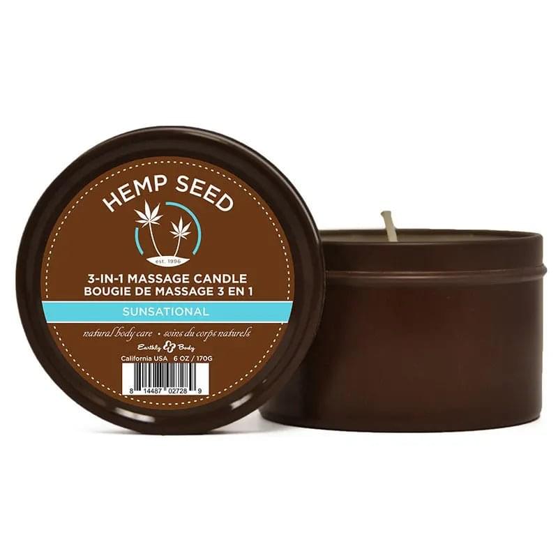 Hemp Seed 3-In-1 Massage Candle - Sunsational (Italian Bergamot, Juniper Berries & White Wood)- 170 g Earthly Body Discreet Intimate Essentials.