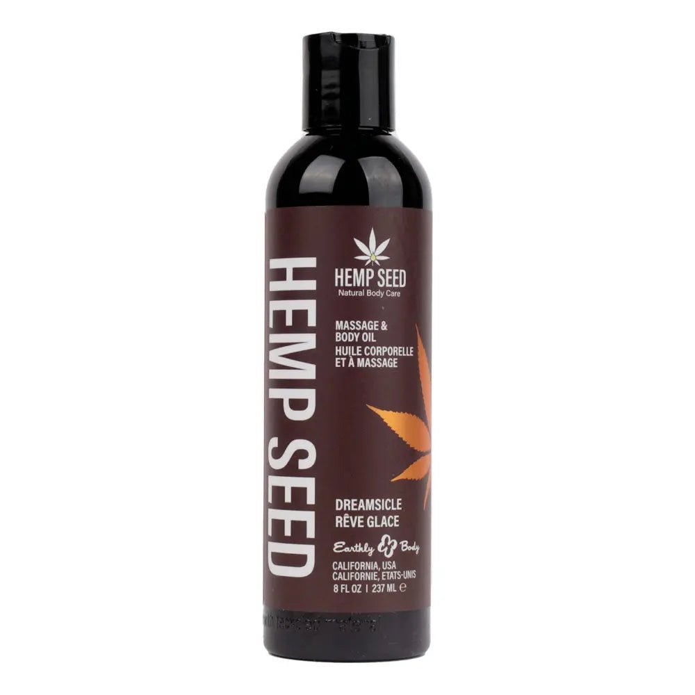 Shop affordable quality Hemp Seed Massage & Body Oil - Dreamsicle (Tangerine & Plum) Scented - 237 ml Bottle - Discreet Intimate Essentials - LOTIONS & LUBES - Earthly Body