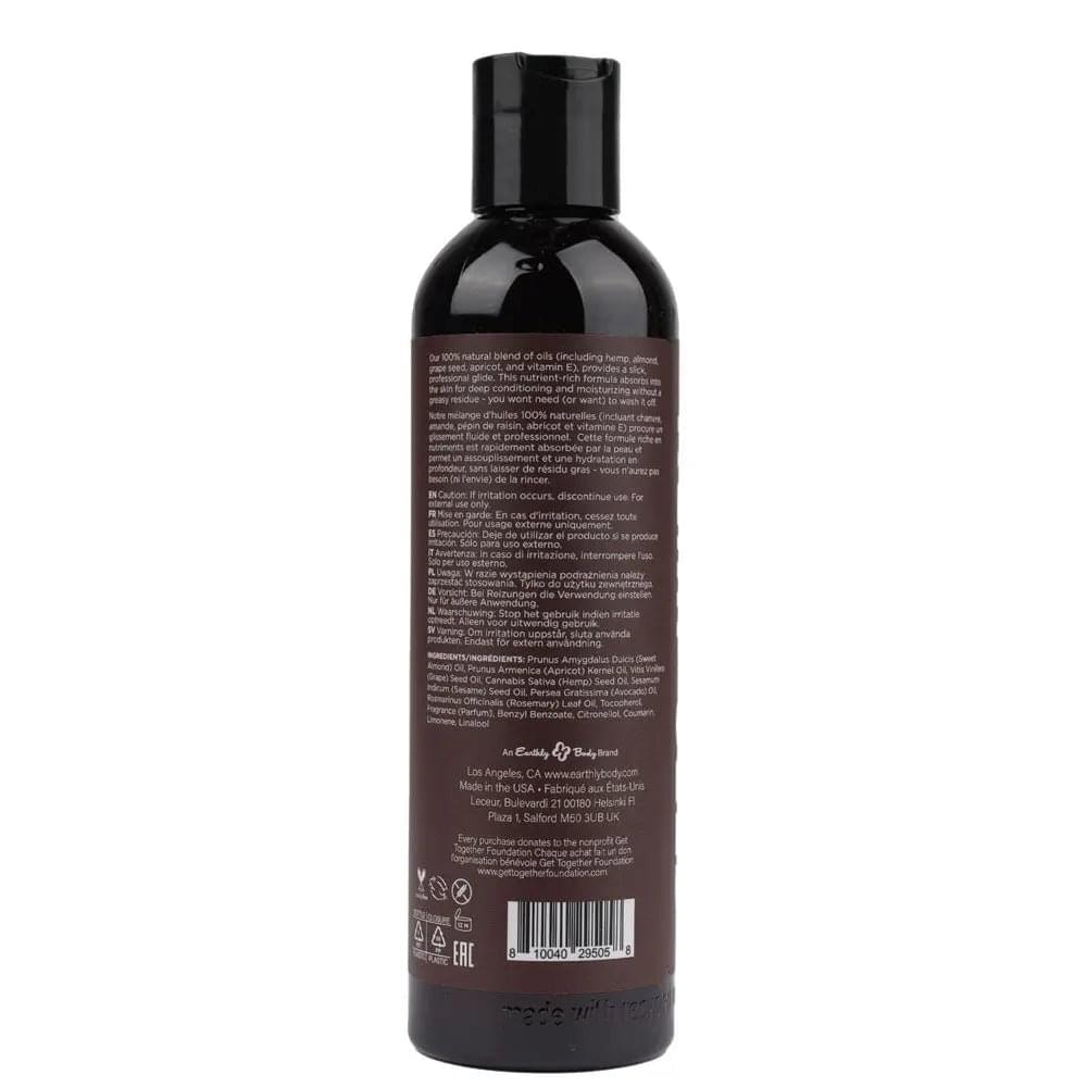 Hemp Seed Massage & Body Oil - Kashmir Musk (Brandy, Magnolia & Vanilla Musk) Scented - 237 ml Earthly Body Discreet Intimate Essentials.