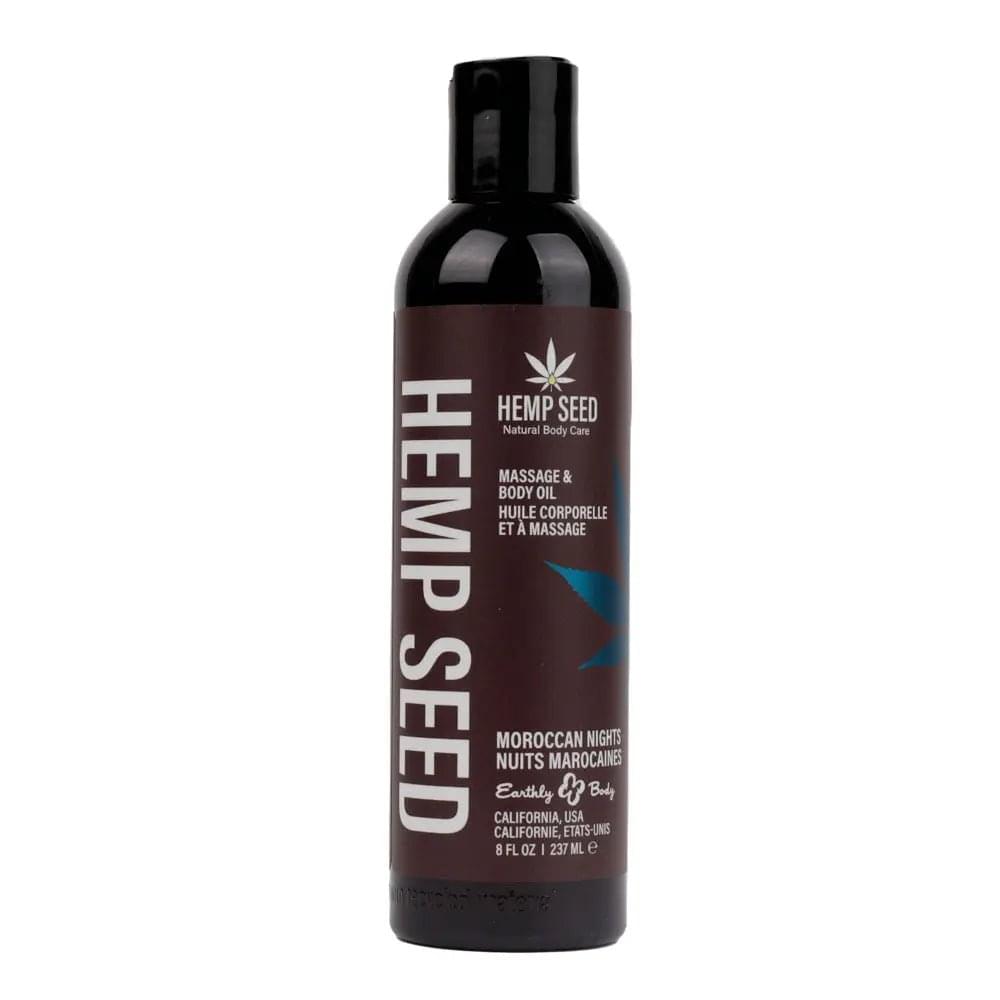 Hemp Seed Massage & Body Oil - Moroccan Nights (Earthy & Spicy-Sensual) Scented - 237 ml Bottle Earthly Body Discreet Intimate Essentials.