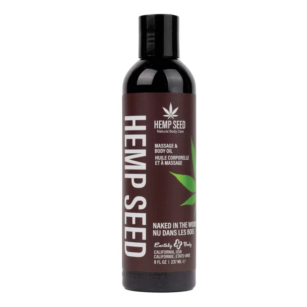Hemp Seed Massage & Body Oil - Naked In The Woods ( Tea & Ginger) Scented - 237 ml Bottle Earthly Body Discreet Intimate Essentials.