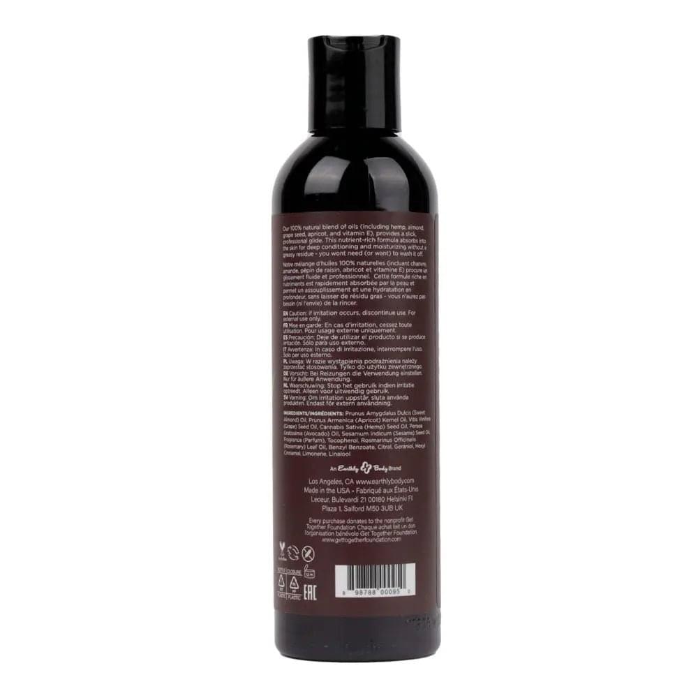 Hemp Seed Massage & Body Oil - Naked In The Woods ( Tea & Ginger) Scented - 237 ml Bottle Earthly Body Discreet Intimate Essentials.