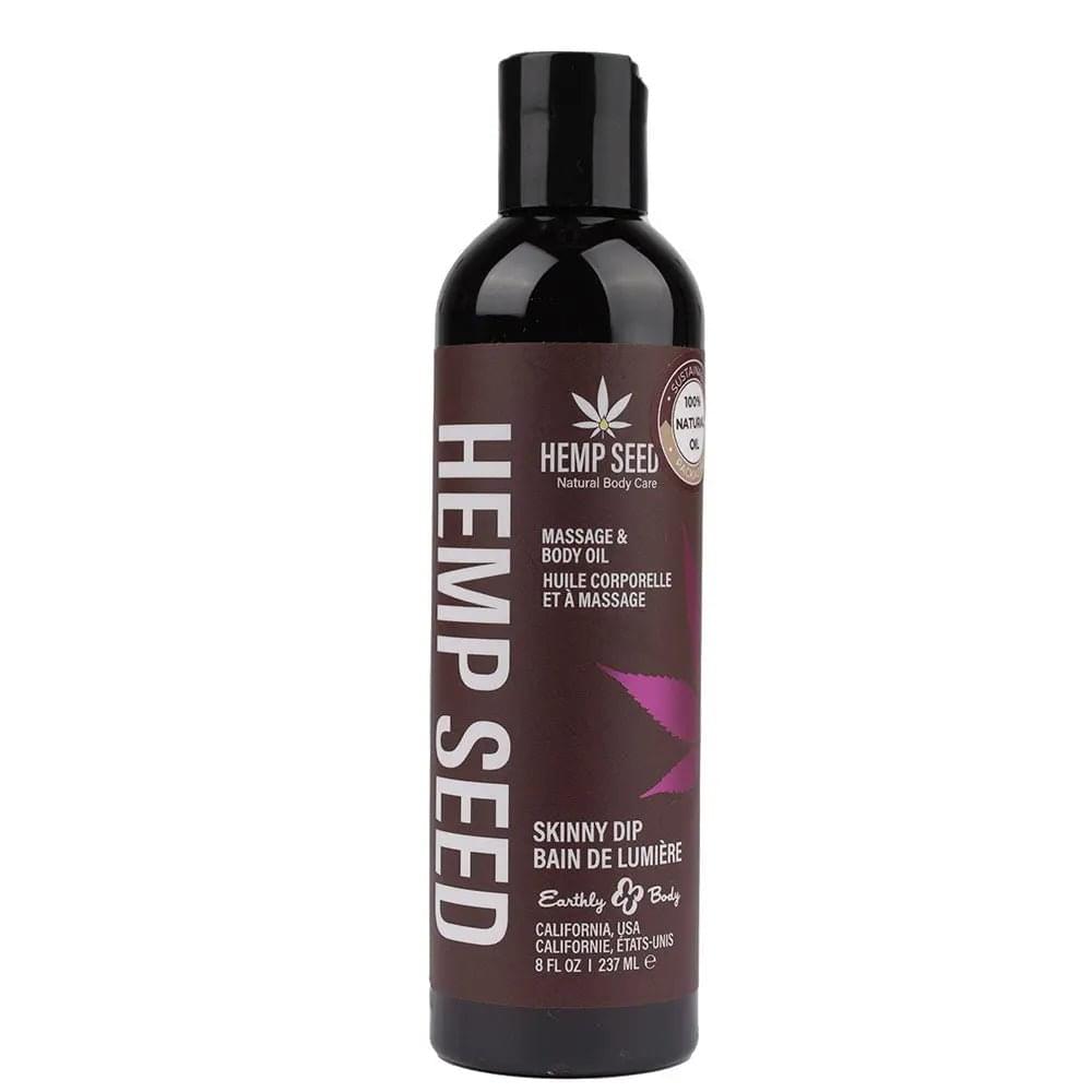 Hemp Seed Massage & Body Oil - Skinny Dip (Vanilla & Fairy Floss) Scented - 237 ml Bottle Earthly Body Discreet Intimate Essentials.