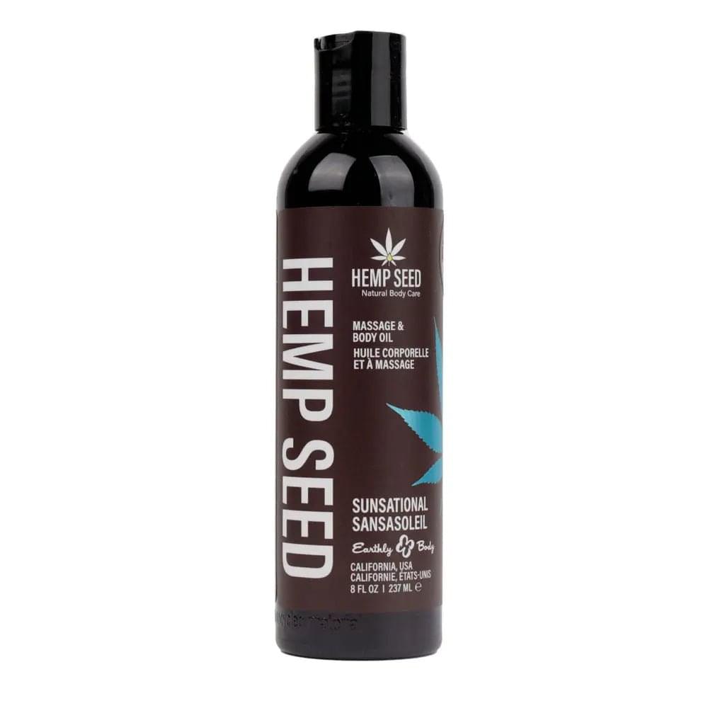 Hemp Seed Massage & Body Oil - Sunsational (Italian Bergamot, Juniper Berries & White Wood) Scented - 237 ml Bottle Earthly Body Discreet Intimate Essentials.