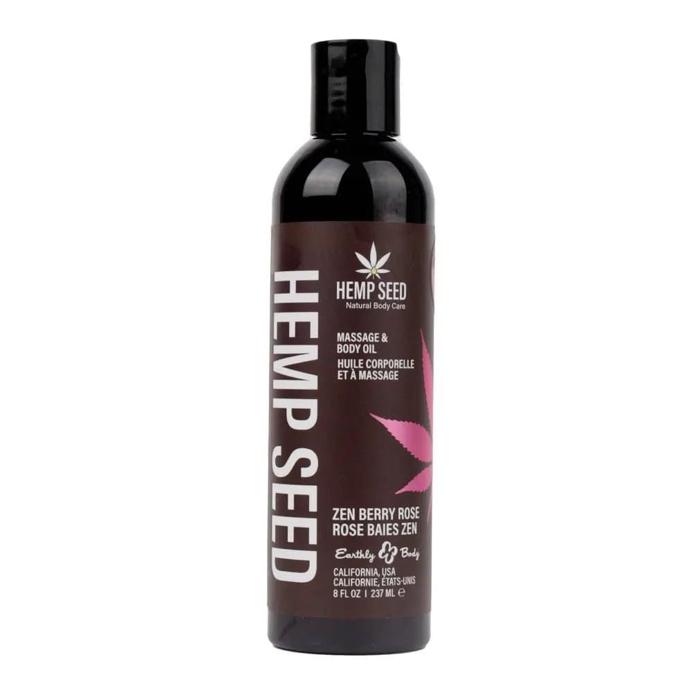 Hemp Seed Massage & Body Oil - Zen Berry Rose (Blackberry, Yellow Rose & Amber) Scented - 237 ml Earthly Body Discreet Intimate Essentials.