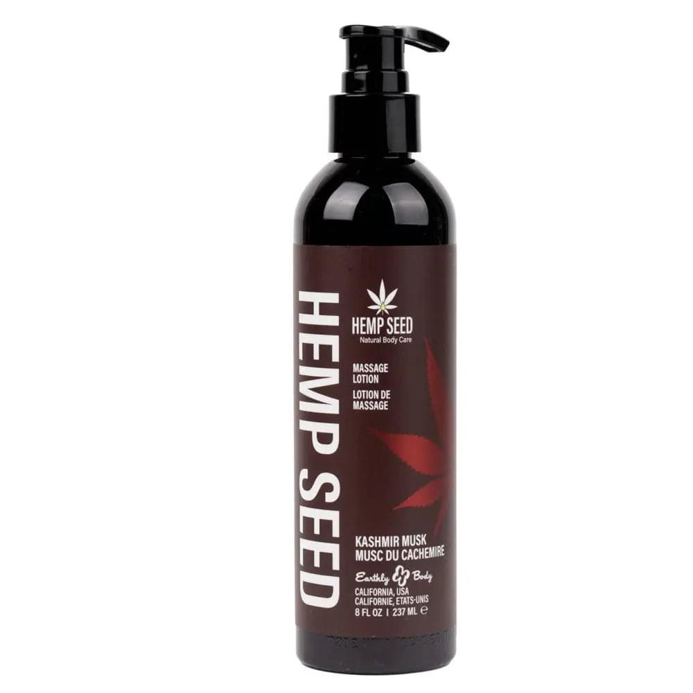 Hemp Seed Massage Lotion - Kashmir Musk (Brandy, Jasmine, Cedarwood Musk) Scented - 237 ml Bottle Earthly Body Discreet Intimate Essentials.