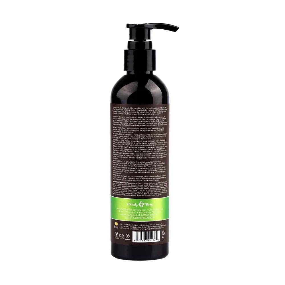 Hemp Seed Massage Lotion - Naked In The Woods ( Tea & Ginger) Scented - 237 ml Bottle Earthly Body Discreet Intimate Essentials.