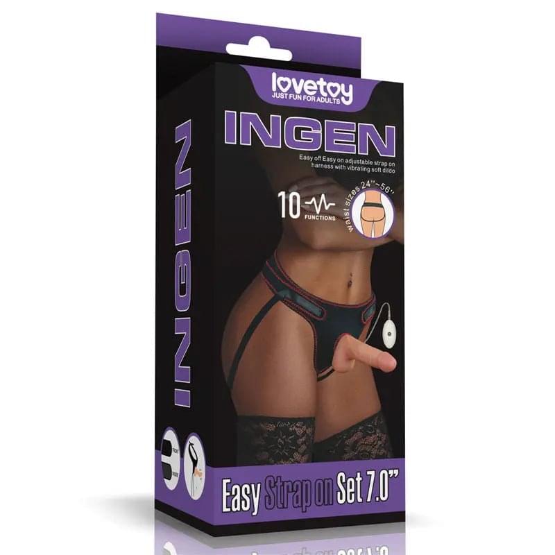 Ingen Vibrating Easy Strap-On Set -  17.8 cm (7'') Vibrating Strap-On Lovetoy Discreet Intimate Essentials.