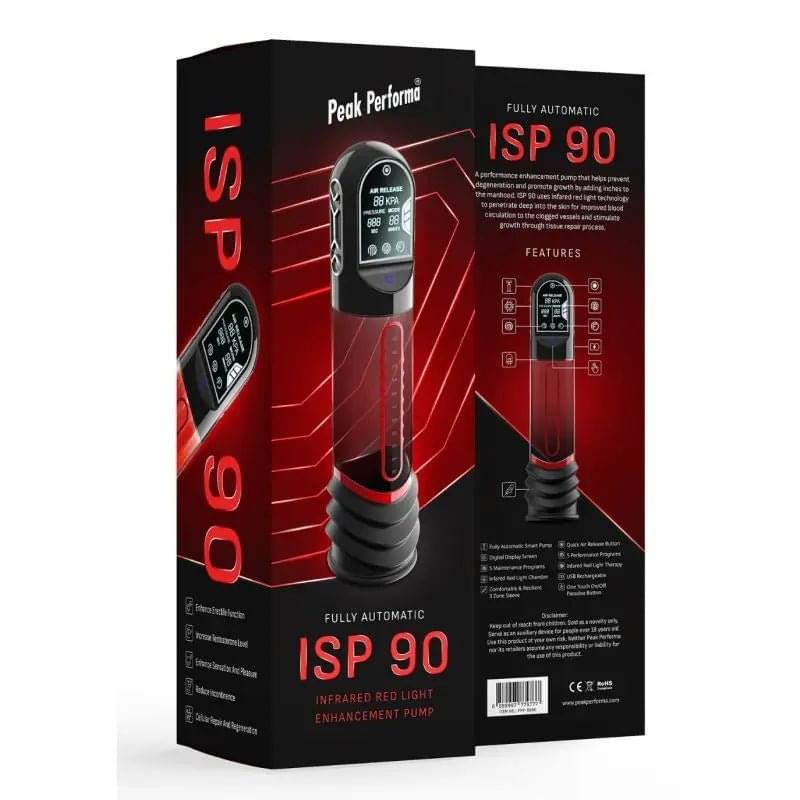 ISP90 Curve Infrared Automatic LCD Penis Pump Red Peak Performa Discreet Intimate Essentials.