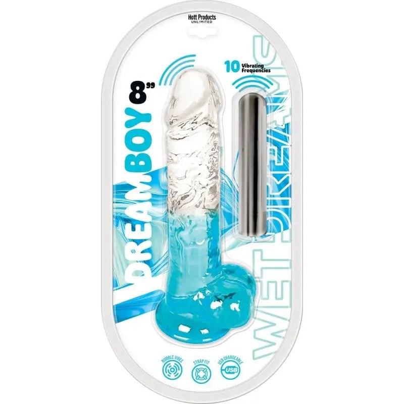 Jelly Vibrator Dream Boy USB 8in Turquoise Hott Products Discreet Intimate Essentials.