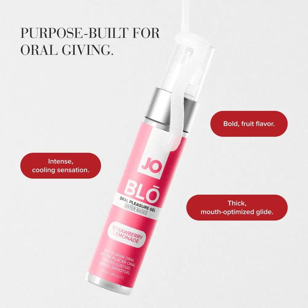 JO Blo Strawberry Lemonade - Strawberry Lemonade Flavoured Oral Pleasure Gel - 30 ml Bottle JO Discreet Intimate Essentials.
