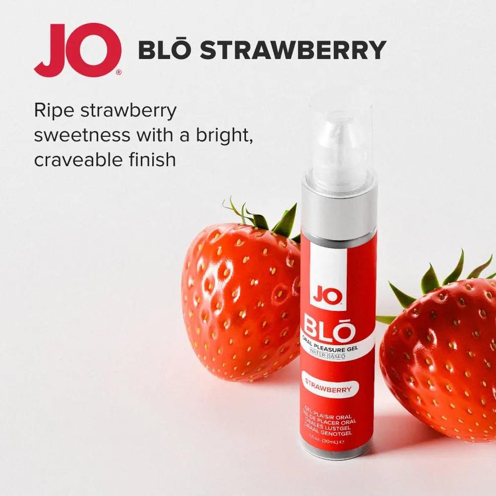 JO Blo Strawberry - Strawberry Flavoured Oral Pleasure Gel - 30 ml Bottle JO Discreet Intimate Essentials.