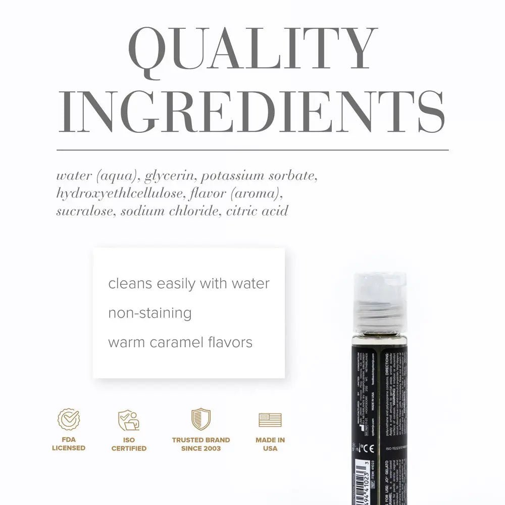 Shop affordable quality JO Gelato Salted Caramel Lube - 30 mL - Salted Caramel Flavoured Water Based Lubricant - 30 ml Bottle - Discreet Intimate Essentials - LOTIONS & LUBES - JO