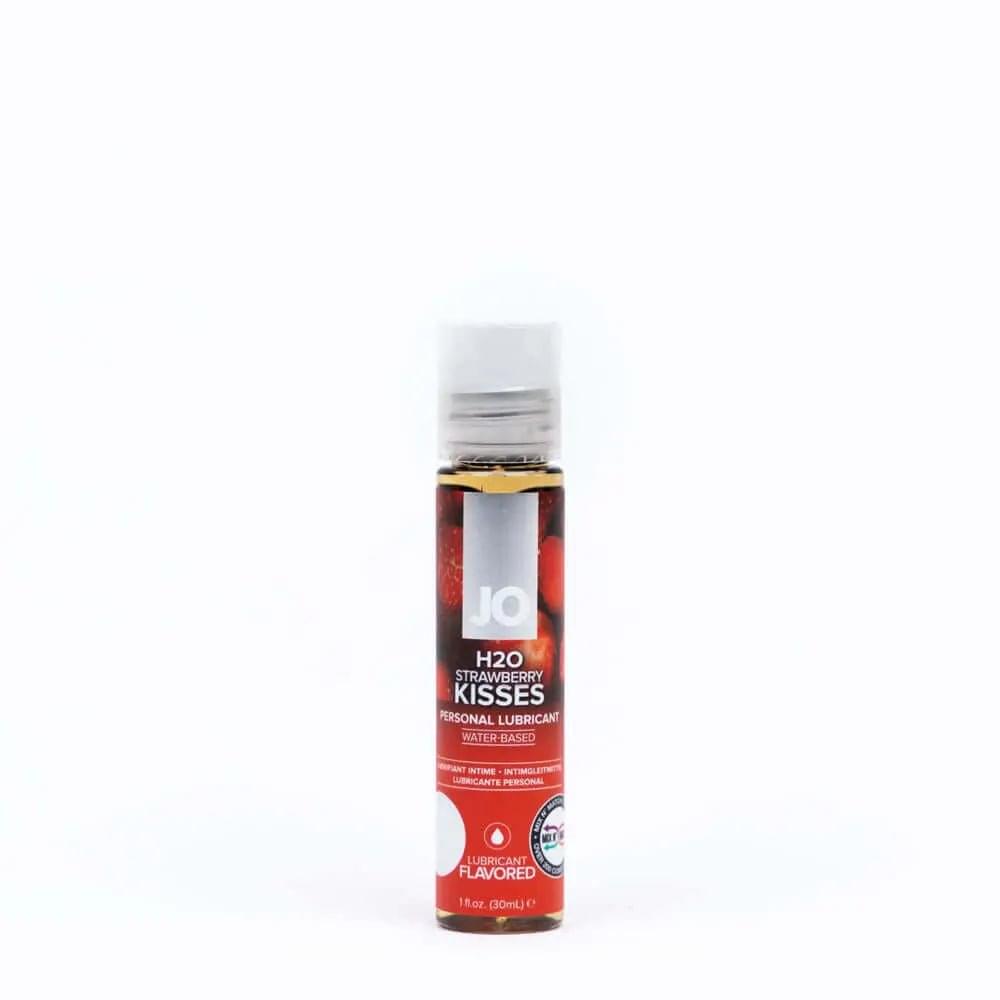 JO H2O Strawberry Kisses Lube - 30 mL - Strawberry Flavoured Water Based Lubricant - 30 ml Bottle JO Discreet Intimate Essentials.