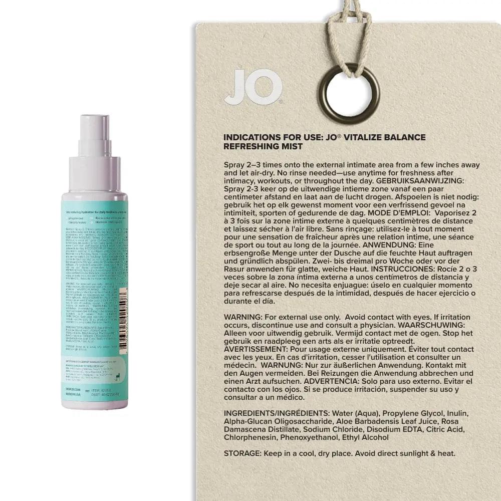 JO Vitalize - Balance Refreshing Mist - 60 ml Bottle JO Discreet Intimate Essentials.