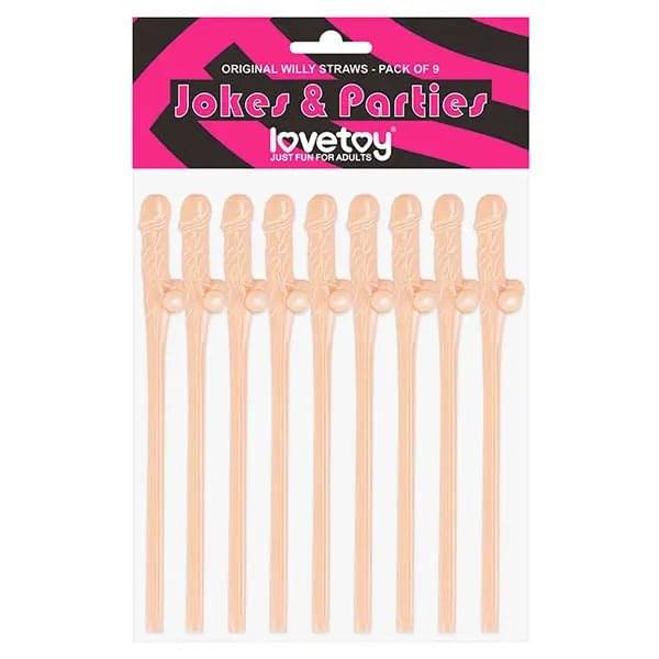 Jokes & Parties Original Willy Straws -  Dicky Straws - Set of 9 Lovetoy Discreet Intimate Essentials.