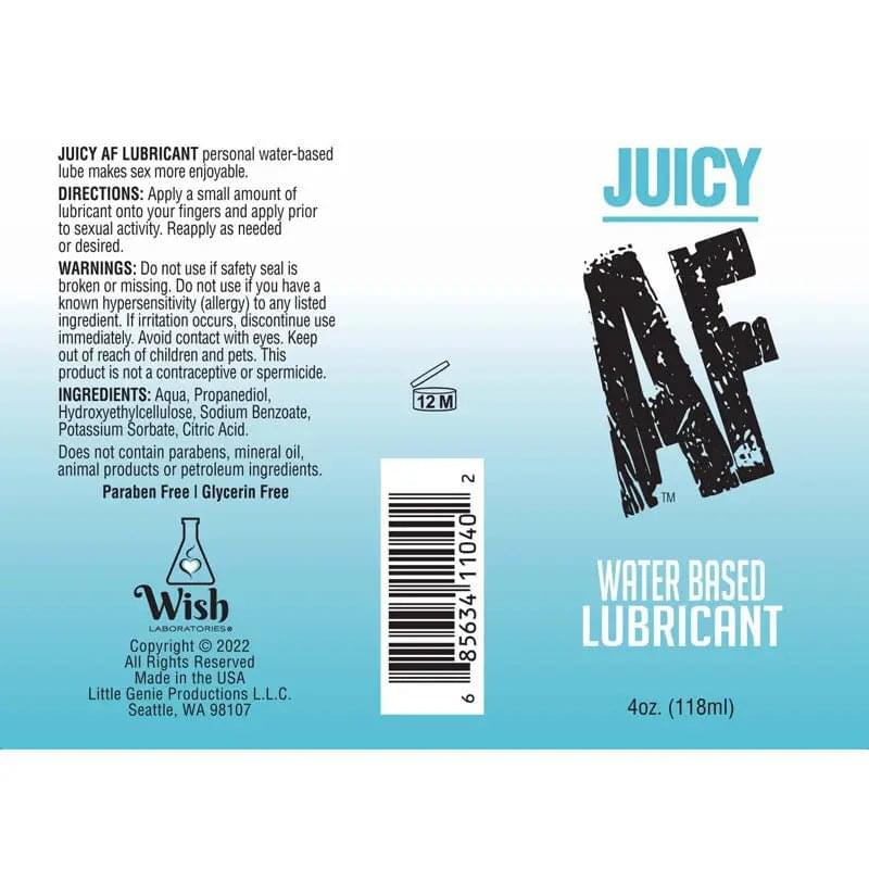 Juicy AF Water Based Lubricant - 118 ml - Water Based Lubricant - 118 ml Bottle Little Genie Discreet Intimate Essentials.