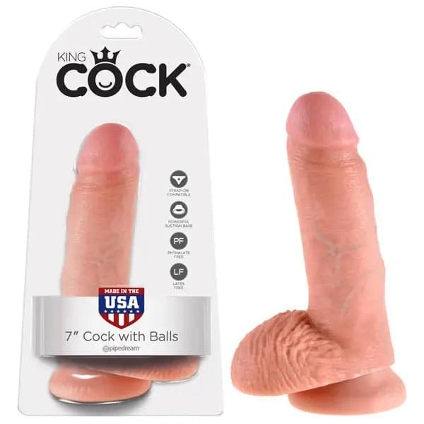 King Cock 7'' Cock With Balls -  17.8 cm (7'') Dong Pipedream Discreet Intimate Essentials.