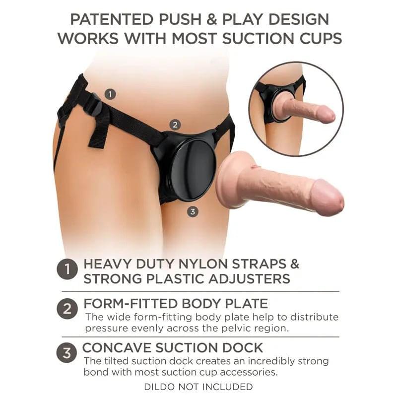 King Cock Elite Beginner's Body Dock Strap-On Harness - Black Adjustable Strap-On Harness (No probe included) Pipedream Discreet Intimate Essentials.