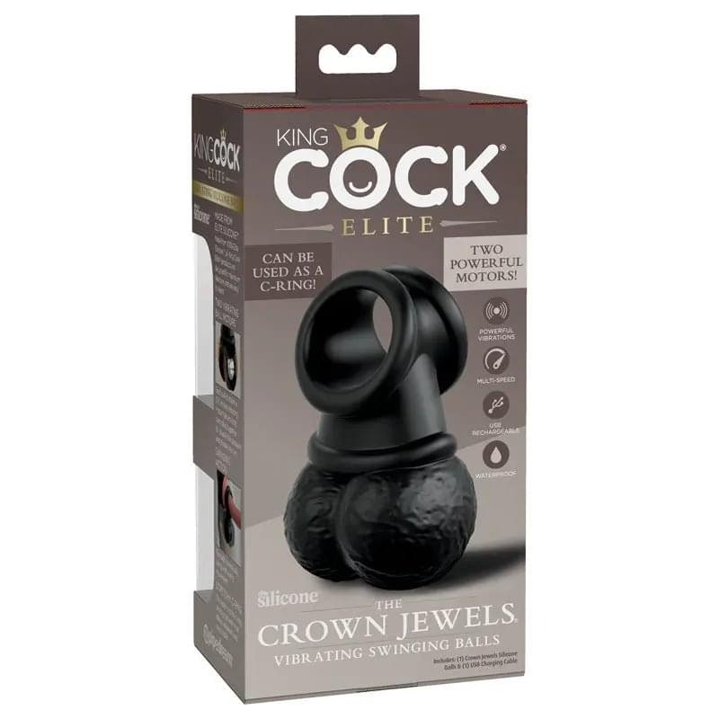 King Cock Elite The Crown Jewels Vibrating Silicone Balls -  USB Rechargeable Vibrating Cock Ring Pipedream Discreet Intimate Essentials.