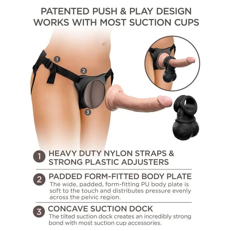 King Cock Elite Ultimate Vibrating Silicone Body Dock Kit - Body Dock Strap-On Harness with 17.8 cm Vibrating Dong & Vibrating Balls Pipedream Discreet Intimate Essentials.