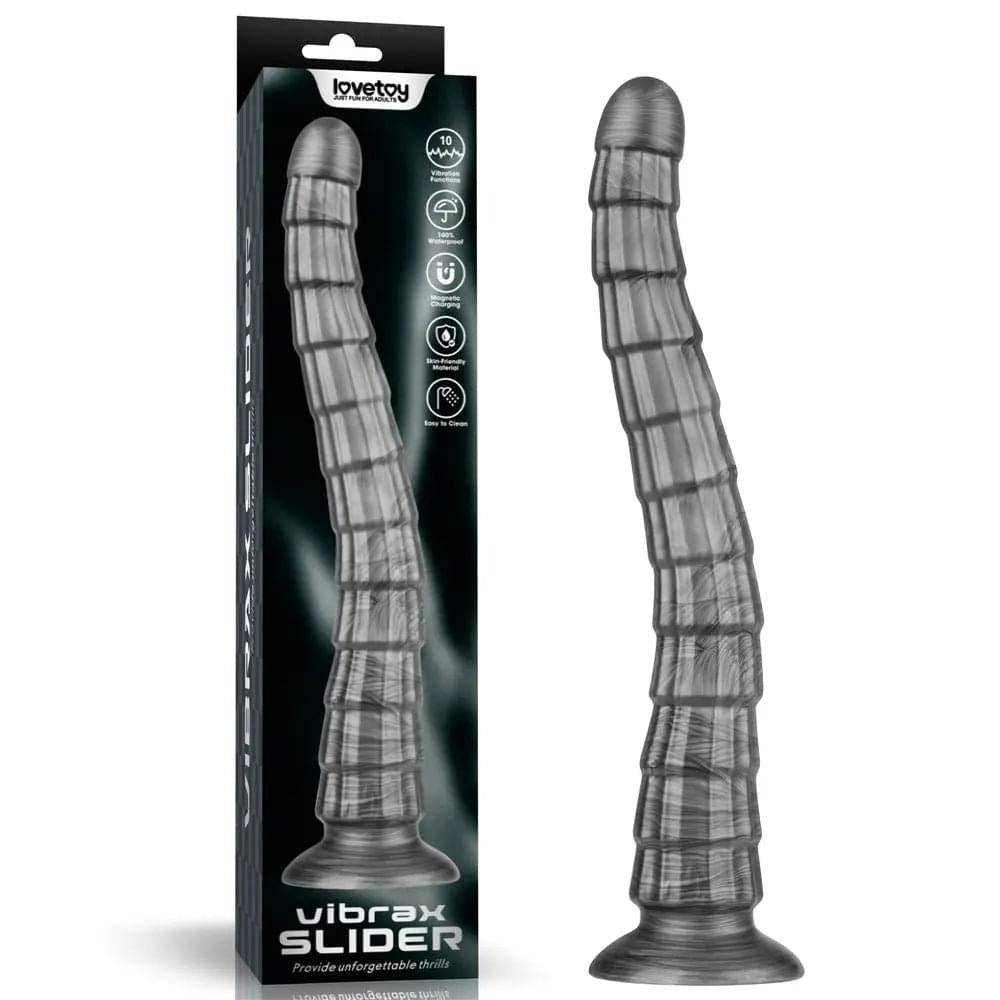 King Sized Vibrating Vibrax Slider - Grey 36.8 cm (14.5'') USB Rechargeable Vibrating Dildo Lovetoy Discreet Intimate Essentials.