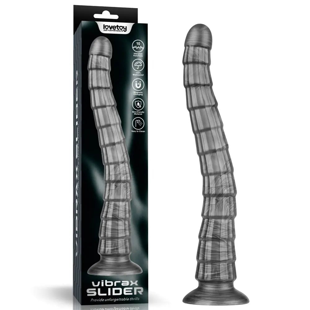 Shop affordable quality King Sized Vibrating Vibrax Slider - Grey 36.8 cm (14.5'') USB Rechargeable Vibrating Dildo - Discreet Intimate Essentials - DONGS - Lovetoy