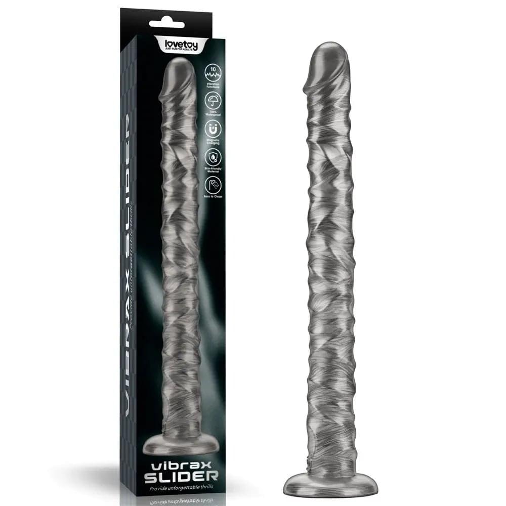 King Sized Vibrating Vibrax Slider - Grey 40.8 cm (16'') USB Rechargeable Vibrating Dildo Lovetoy Discreet Intimate Essentials.