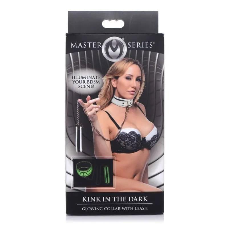 Kink in the Dark Glowing Collar and Lead Fluro Green Master Series Discreet Intimate Essentials.