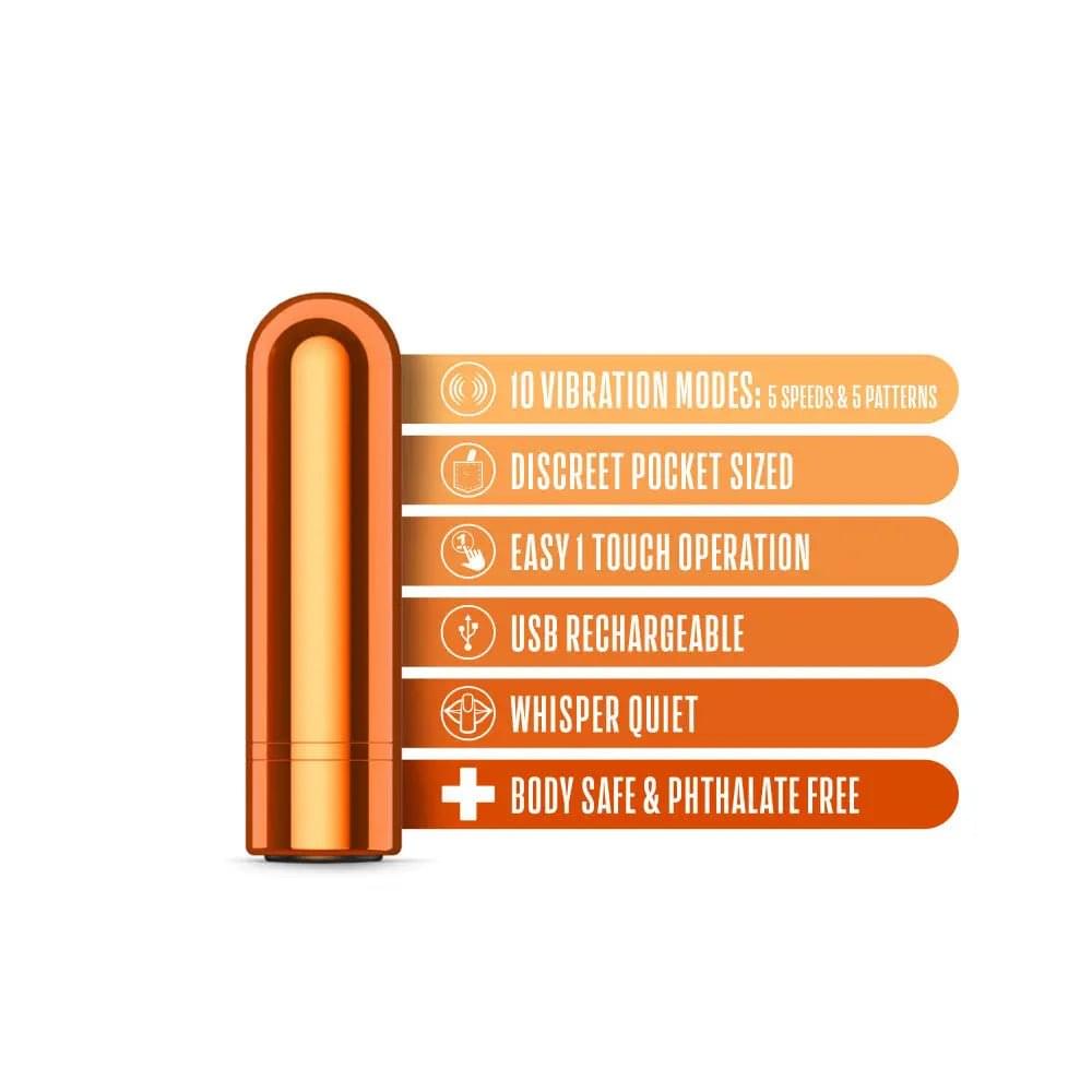 Kool Vibes - Rechargeable Mini Bullet - Tangerine - Orange 6.4 cm USB Rechargeable Bullet Blush Novelties Discreet Intimate Essentials.