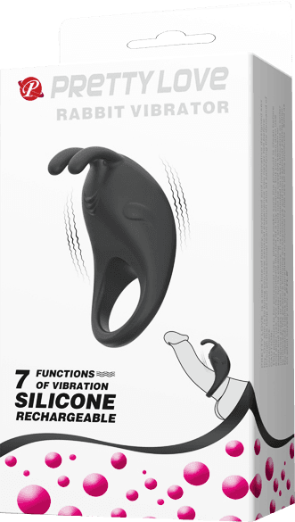 Rechargeable Rabbit Vibrator Cockring (Black)