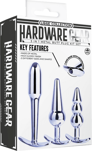 3 in 1 Metal Butt Plug Kit Set (Chrome)