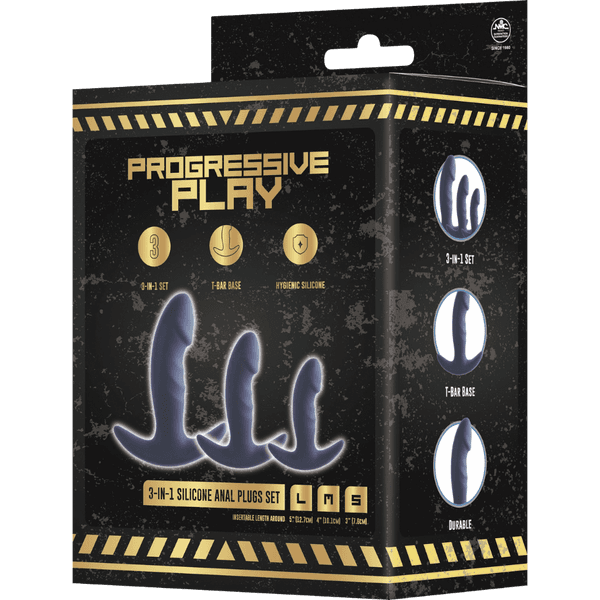 3-In-1 Silicone Anal Plug Set (Black)