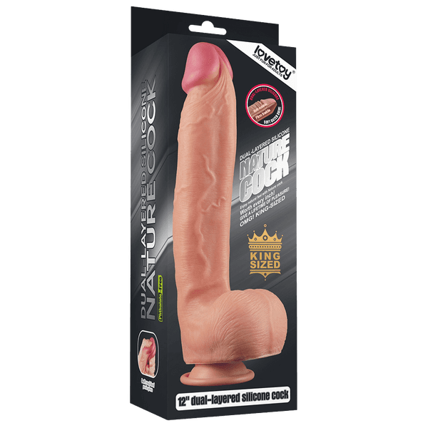 12" Dual Layered Platinum Silicone Cock (Flesh)