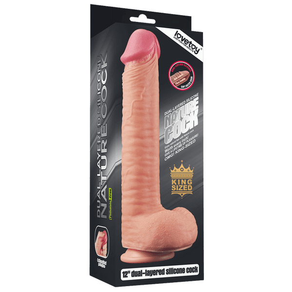 12" Dual Layered Platinum Silicone Cock (Flesh)