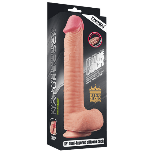 12" Dual Layered Platinum Silicone Cock (Flesh)